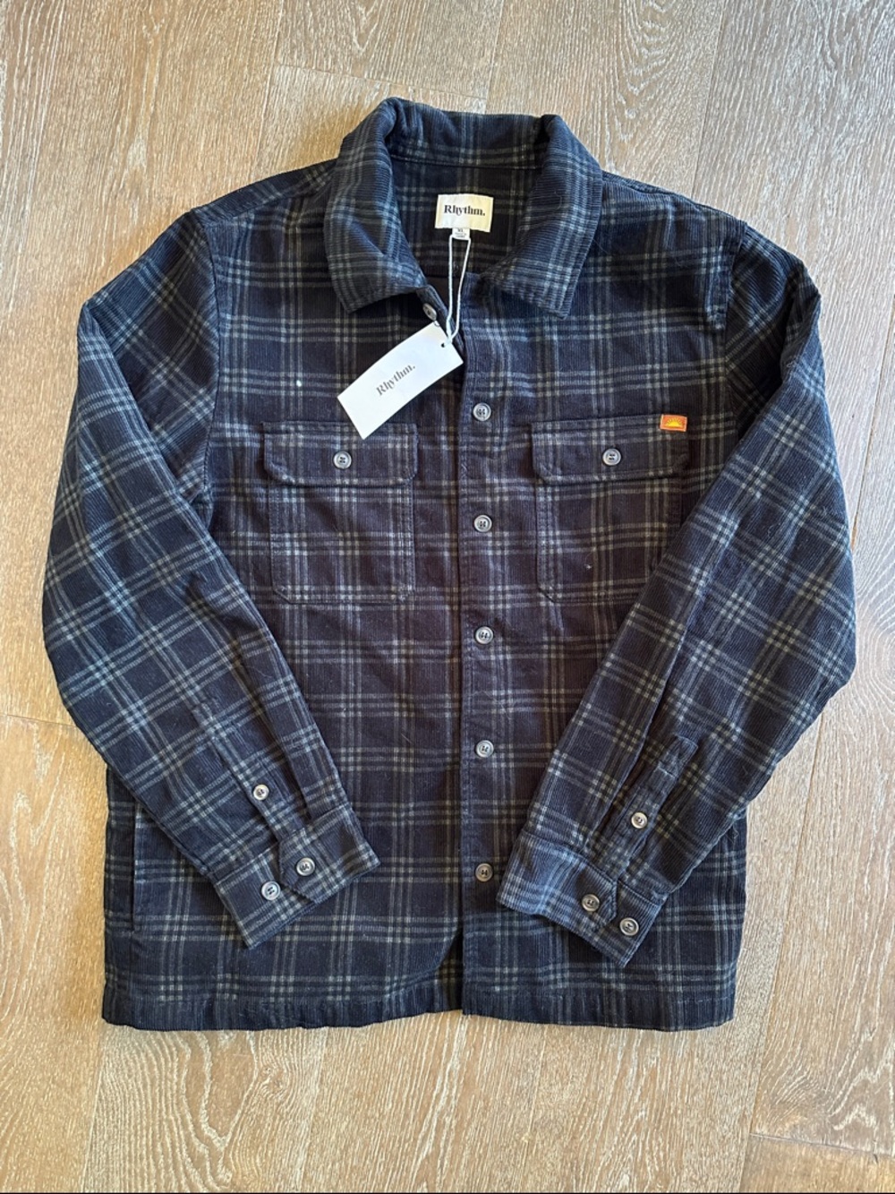 Rhythm Black Plaid cord overshirt